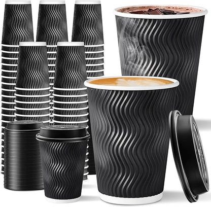 100 Pack 12 oz Disposable Coffee Cups by Sipthene