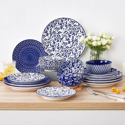 vancasso 10.25" Blue Dinner Plates Set of 6, Porcelain Vintage | Microwave - Image 8