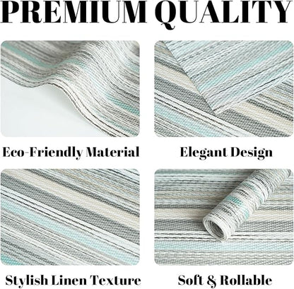 Placemats Set of 8 Vinyl/Plastic Woven Place Mats for Kitchen Table Indoor/Outdoor Washable Placemat Wipeable Dining Table Mats (Turquoise,8)