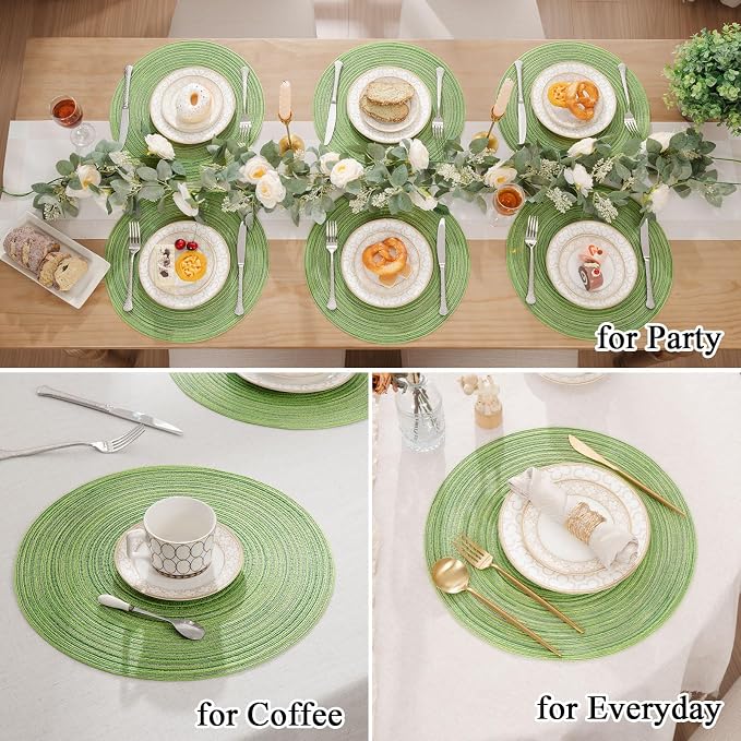 SHACOS Round Placemats Set of 8 Washable 15 inch Round Table Mats Braided Non - Image 7