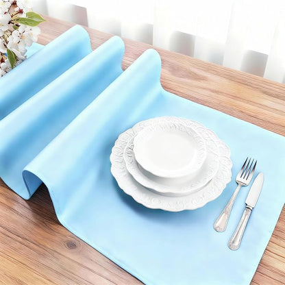 FOLINS&HOME Baby Blue Waterproof Decorative Table Runner 72 Inches Long | - Image 3