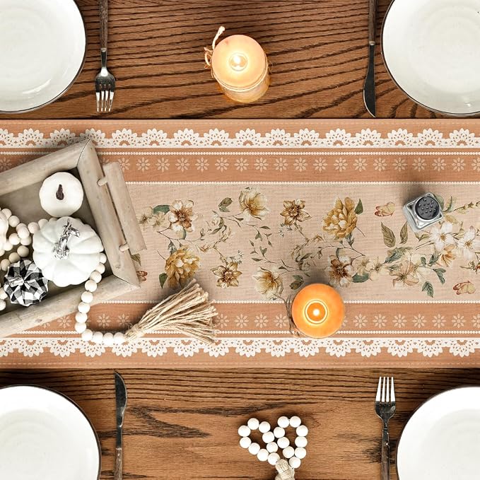 Artoid Mode 210 GSM Fall Table Runner 13x72 Inch Home Party Decor | Orange - Image 4