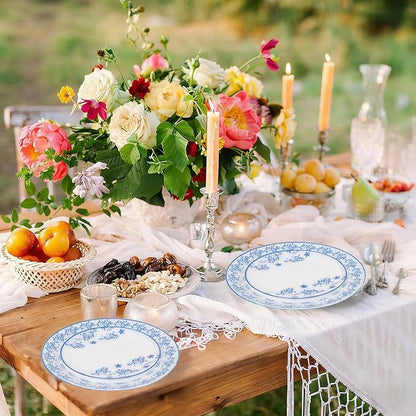 60 PCS Blue Floral Plastic Plates - Image 7