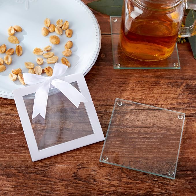 Kate Aspen Clear Glass Drink Coasters Set of 12 - Image 6