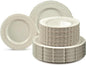 " OCCASIONS " 240 Plates Pack,(120 Guests) Extra Heavyweight Vintage Wedding Disposable/Reusable Plastic Plates 120x 11'' Dinner + 120 x 8.25'' Salad/Dessert Plate (Chateau Ivory)