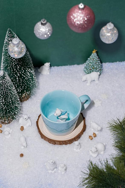 DIHOclub Skiing Polar Bear Ceramic Cup Hidden Animal Inside Mug Cute Cartoon - Image 8