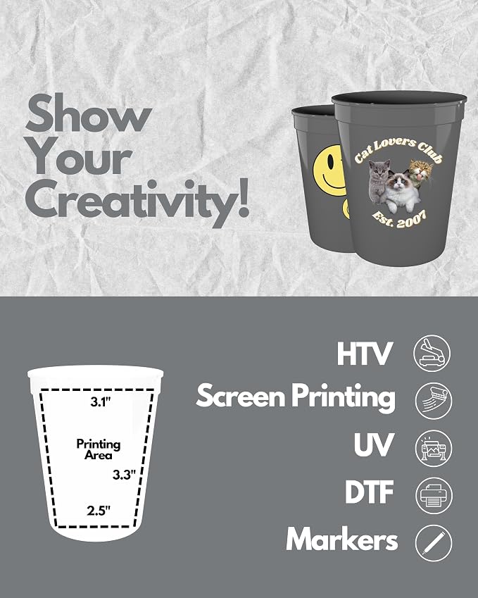 PartyPrints 10 Pack 16 oz Metallic Silver Reusable Blank Plastic Cups, Stadium - Image 3