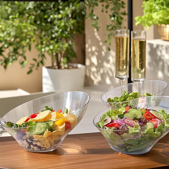 bUCLA 12 Pack Clear Plastic Serving Bowls - 20 OZ Angled Serving Bowls - Image 6