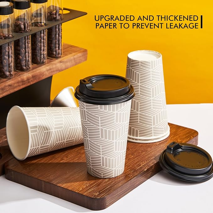 RACETOP Coffee Cups with Lids 16 oz, 100 Pack Disposable To Go Cups, To-go - Image 6