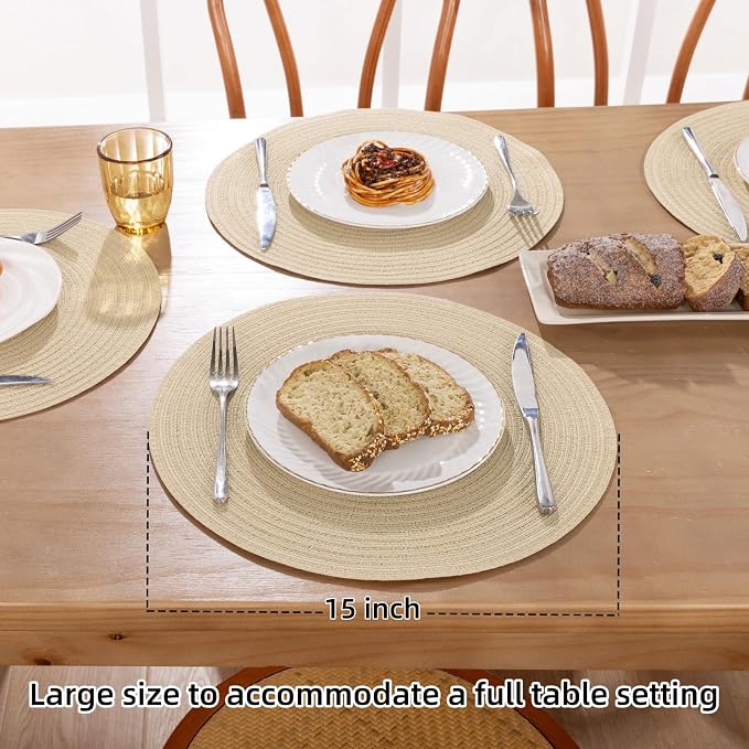 SHACOS 15 inch Round Placemats Set of 8 - Image 3