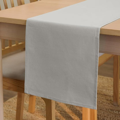 Encasa XO Table Runner, Cotton Canvas Dining Runner 13"x59" | Light Grey by EncasaXO
