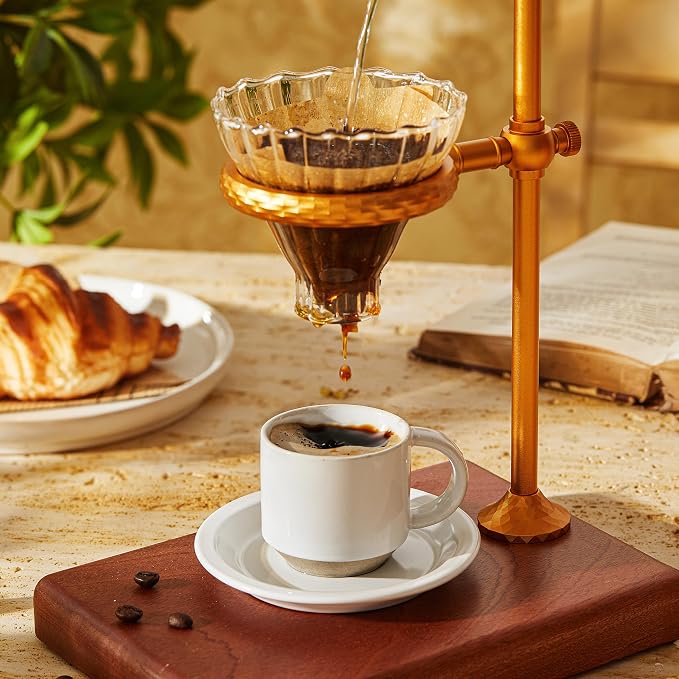Oak Espresso Cups Set of 4, 3 oz Demitasse Cups, Modern Style, Microwave & - Image 5