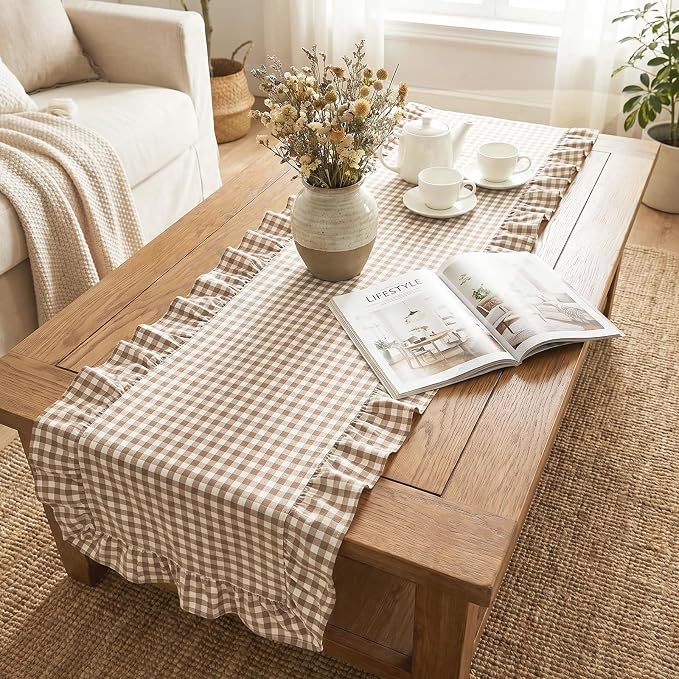 Eternal Beauty 14x120 Gingham Ruffle Table Runner - Image 5
