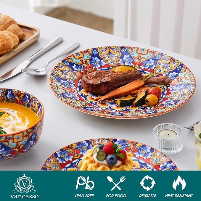 vancasso 12 Pieces Dinnerware Sets, Porcelain Dishes Set - Image 3