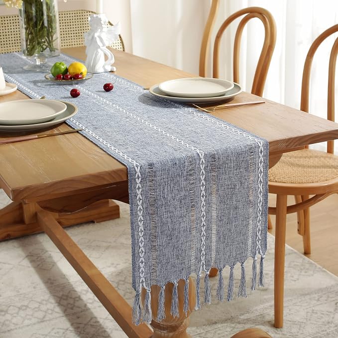Rustic Boho Table Runner, Farmhouse Table Runners 72 Inches Long - Image 4