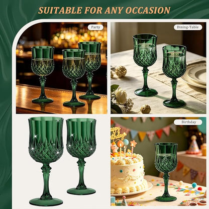 7OZ Plastic Wine Glasses, Reusable Vintage Goblets Unbreakable Drinking Glasses - Image 5