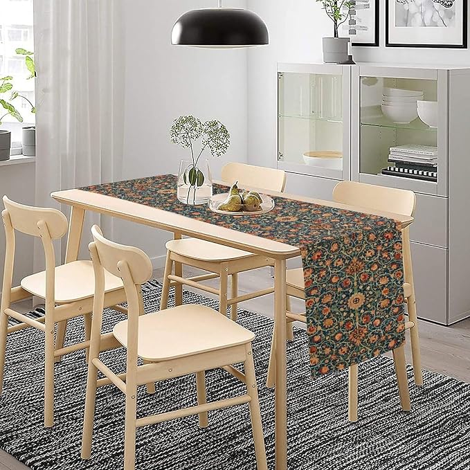 William Morris Floral Table Runner Vintage Flowers Strawberry Thief Table Runner - Image 2