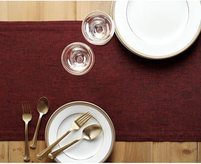 Solino Home 100% Pure Linen Dining Table Runner Red, Athena 14 x 90 in Long | - Image 3