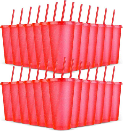 24 Pack Plastic Tumblers with Lids and Straws, Reusable Cups with Lids Plastic by LEIFEOSH