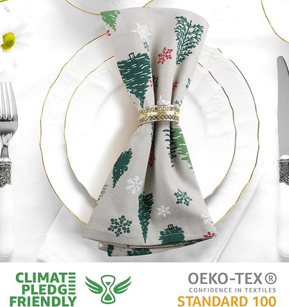 Urban Villa Cloth Napkins Set of 12(20x20)100% Cotton Dinner Napkins Cloth Washable Soft Durable Reusable Absorbent Napkins Ideal for Farmhouse Parties Hotel Lunch Restaurant Dinner Napkins-Green Tree