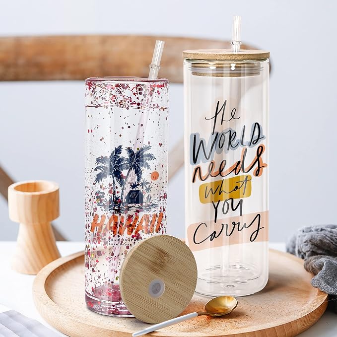 AGH 25OZ Snow Globe Glass Tumbler, 4 Pack Sublimation Glass - Image 6