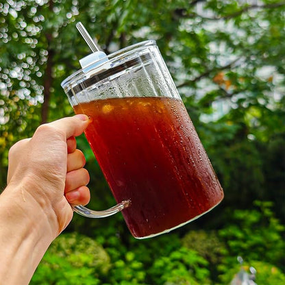 20oz Glass Tumblers with Lids and Straws - Image 5