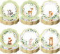 60 Pcs 7 Inch Woodland Animals Baby Shower Paper Plates Woodland Creatures Decorations Tableware Baby Gender Neutral Plates for Forest Animal Theme and Birthday Party Supplies