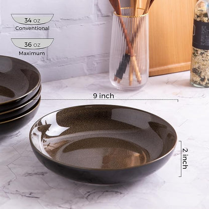 LERATIO 9.0" Ceramic Pasta Bowls Set of 6, 38oz Large Stoneware Bowls Set | - Image 2