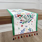 Floral Table Runner with Tassel Edges, Cotton Blend Decorative Runner by QGENUINE