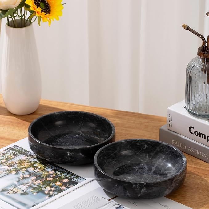 6.7" Large Decorative Bowl, Natural Marble Decorative Bowls - Image 6