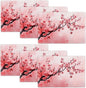 Japanese Cherry Blossom Placemats Set of 6, Pink Sakura Floral Place Mats, Flower Waterproof Washable Table Mats for Home Party Indoor Kitchen Dining Table Decoration 12x18 Inch
