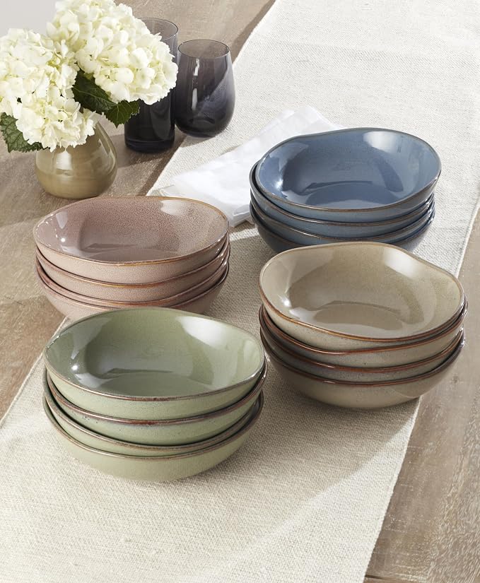 Oneida Dinnerware Set, Organic Shades Blue Pasta Bowls, Service - Image 5