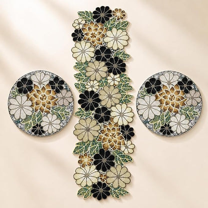 Beaded Table Runner Decore 36 inches Long Christmas Flower Design Beaded Table - Image 9