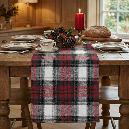 Artoid Mode Red Black Farmhouse Plaid Christmas Table Runner, Valentine Rustic - Image 2