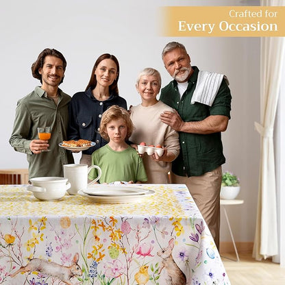 Maison d' Hermine Table Cloth Rectangle Table 100% Cotton 70 x 108 Inches Tablecloth Reusable Decorative for Dining Room Farmhouse Home Valentines Day Decorations Spring Summer - Easter Zest