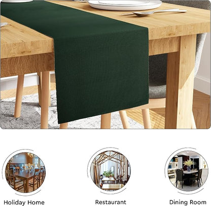 Encasa XO Table Runner, Yarn Dyed Ribbed Cotton 13"x79" | Dark Green, 12-Ply - Image 4