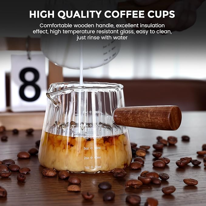 2 PCS Espresso Measuring Cup 6 Oz, Espresso Glass Cups - Image 3