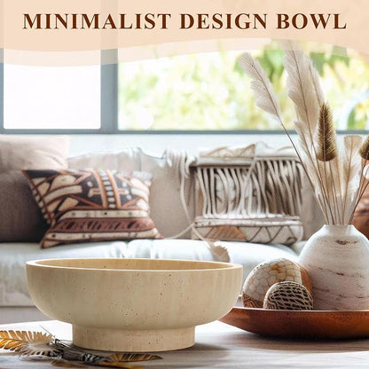 Decorative Resin Bowl, Large Fruit Bowl, Artificial Travertine Beige | Perfect - Image 3