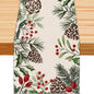 Christmas Winter Table Runner, Holly Berry Pine Cone Needle Branch Table by Unknown