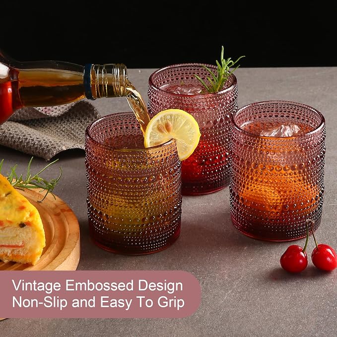 ZMOWIPDL Drinking Glasses Set of 6, 12oz Purple Hobnail Glass Cups | Vintage - Image 7