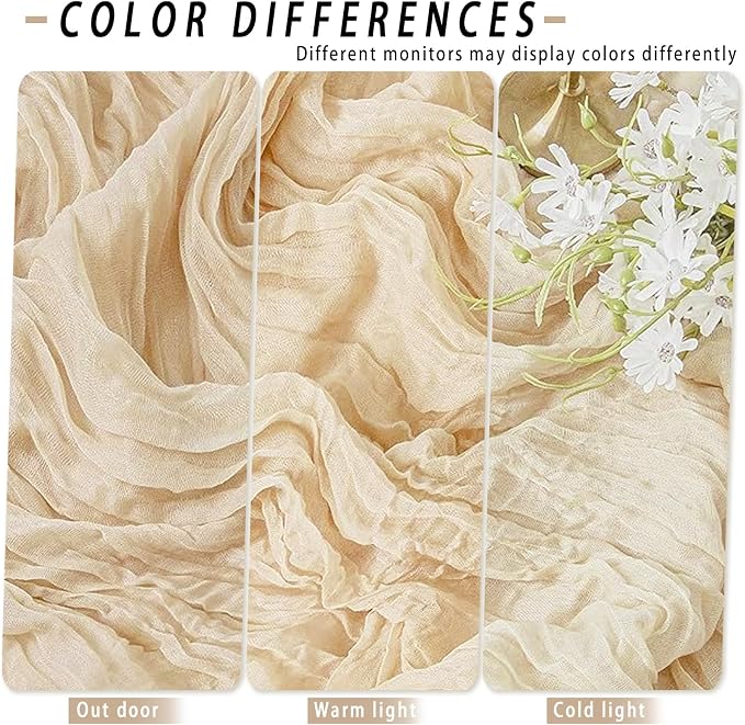 8 Pack Beige Cheesecloth Table Runner 17x108 inch Boho Gauze Cheese Cloth Table - Image 5