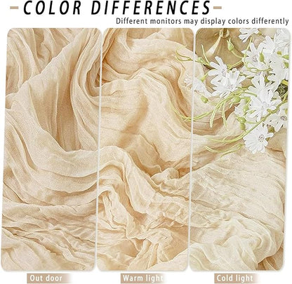8 Pack Beige Cheesecloth Table Runner 17x108 inch Boho Gauze Cheese Cloth Table - Image 5