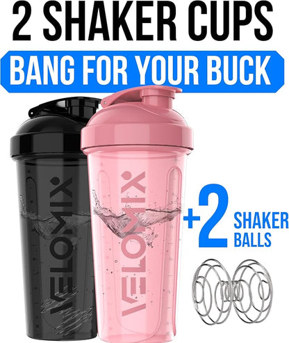 VELOMIX 2 Pack 28oz Protein Shaker Bottle - Image 2