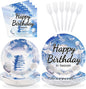 96 Pcs Happy Birthday in Heaven Party Decorations, Serves 24 | Funeral by Greencian