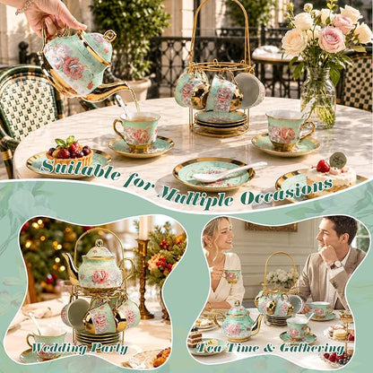 20 Pcs Porcelain Tea Set, European Ceramic Adult Tea Service Set - Image 5