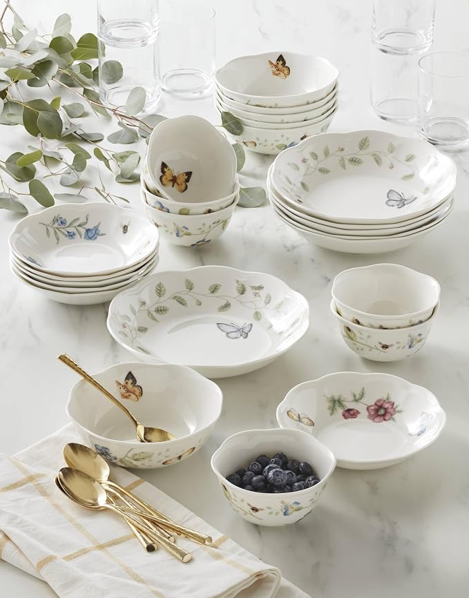 Lenox Butterfly Meadow Porcelain 24-Piece Variety Bowl Set - Image 3