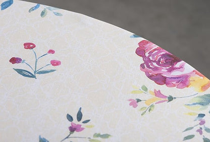 Maison d' Hermine Table Cloth Round Table 100% Cotton 69 Round Inches Tablecloth Reusable Decorative for Dining Room Farmhouse Home Valentines Day Decorations Spring Summer - Rose Garden