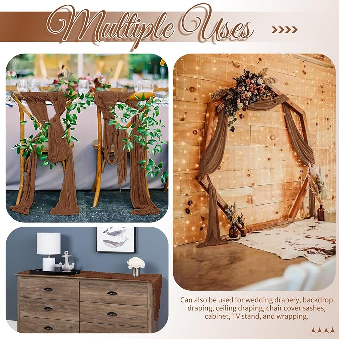 15 Pack Brown Table Runner 17 x 108inch Cheesecloth Table Runner Boho Gauze - Image 5