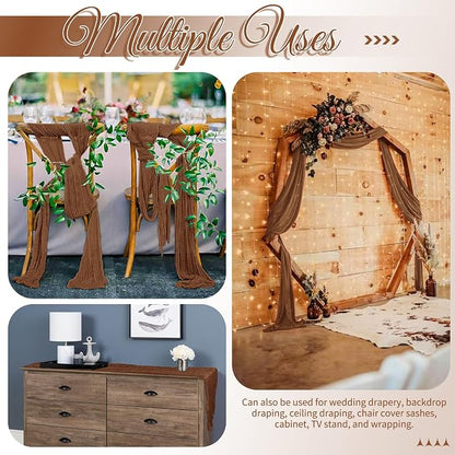 15 Pack Brown Table Runner 17 x 108inch Cheesecloth Table Runner Boho Gauze - Image 5