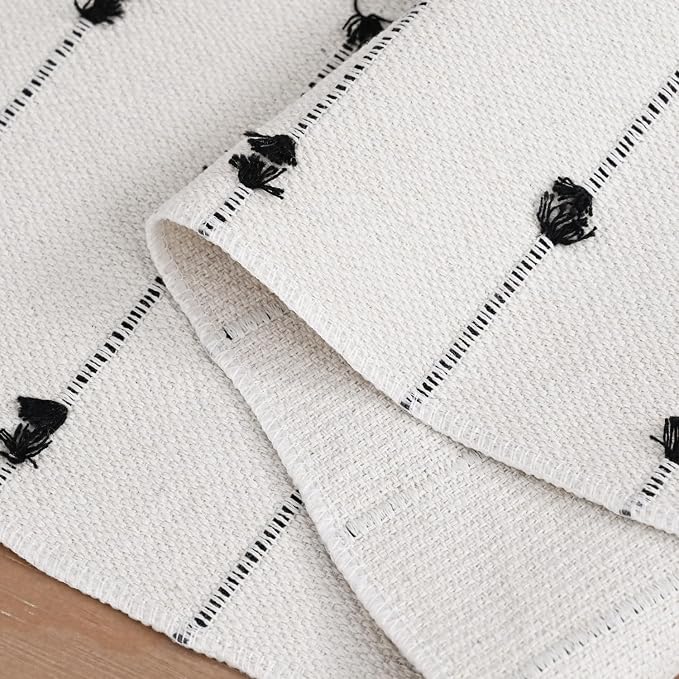 Artoid Mode Black Boho Farmhouse Cotton Woven Table Runner, Seasonal Halloween - Image 6